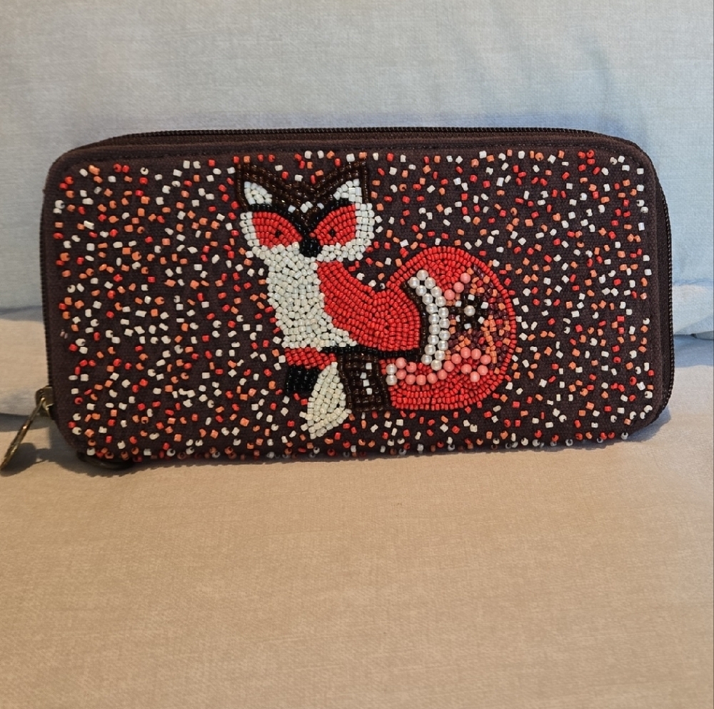 Novelty Beaded Fox Wallet